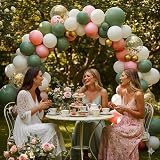 Isndare Sage Green Dusty Pink Balloons 35pc Confetti 12in Party Set view 5