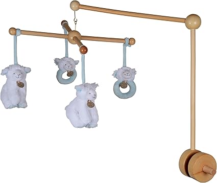 Doudou Et Compagnie Mobile Musical Bebe En Bois Avec Peluche Agneau Diametre 40 Cm Bleu Dc2414 Amazon Fr Bebes Puericulture