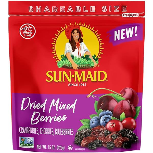 SUN-MAID DRIED MIXED BERRIES – 15 OZ RESEALABLE...