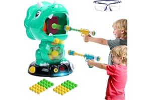 EagleStone Moveable Dinosaur Shooting Toys for Kids, Triceratops Dino Shooting Games with 2 Gun, 48 Balls, LCD Score Record, for Boys and Girls, Party Favor for Indoor and Outdoor