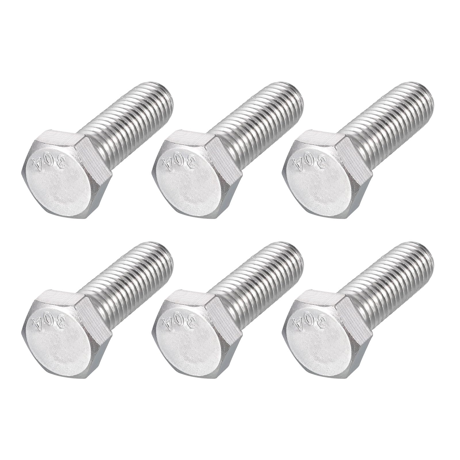 METALLIXITY Hex Head Bolts (1/2-13 x 1-1/2") 6Pcs, 304 Stainless Steel 18-8, Fully Threaded, External Hex Drive, Plain Finish, Hex Head Screw Bolt, Silver โ image 1