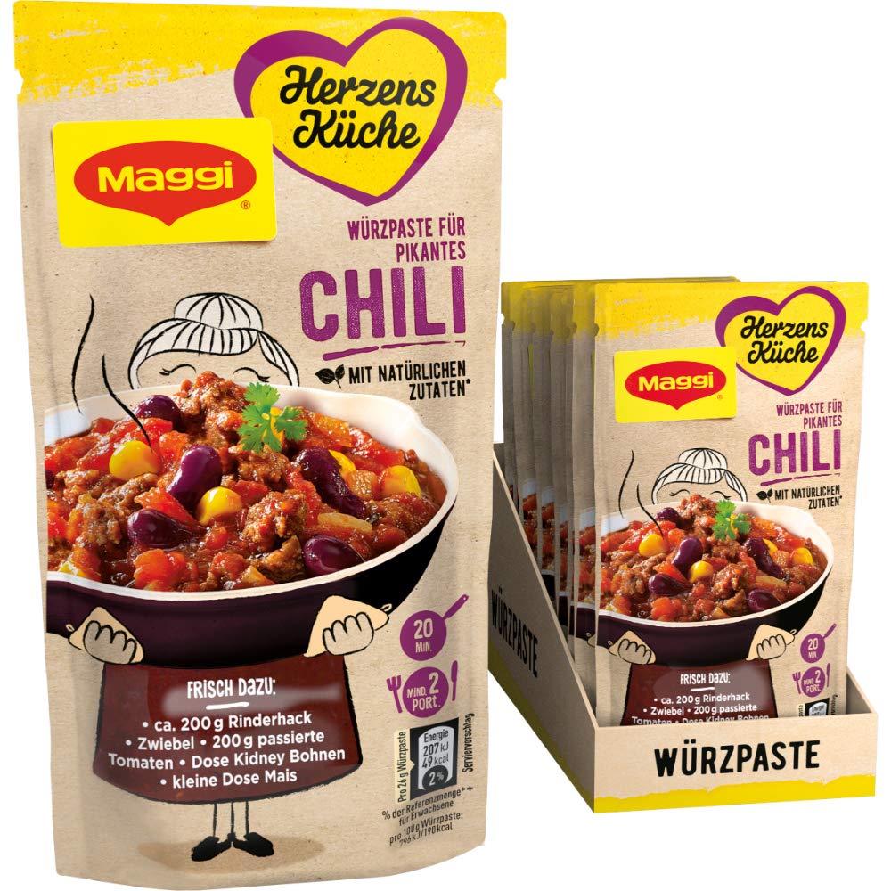 Maggi Herzenskuche Pikantes Chili Wurzpaste Fur Chili Con Carne Vegan 10er Pack 10 X 65 G Amazon De Lebensmittel Getranke