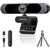 DEPSTECH 4K Webcam, Ultra HD 1/2.55'' Sony Sensor, 3X Digital Zoom, Dual Noise-Canceling Microphones, Remote Control, Auto Focus, Streaming Webcam for PC, Mac, Laptop, Video Call, Zoom, Skype, Teams