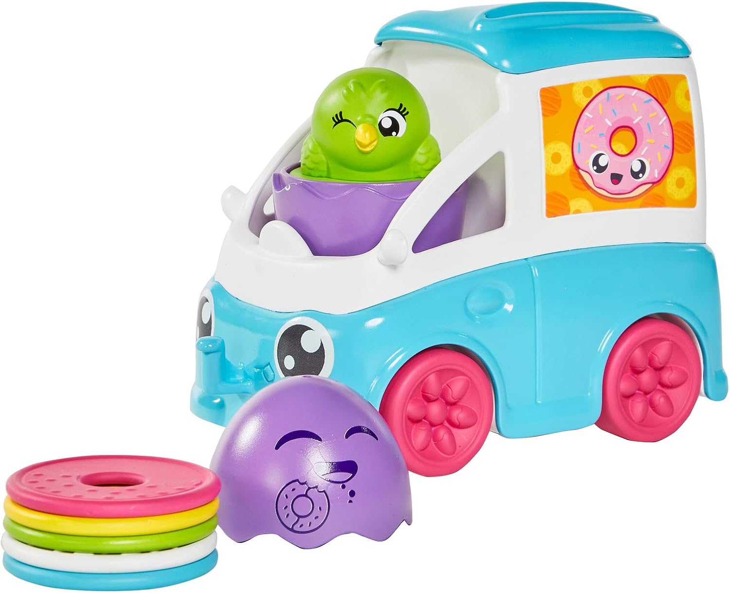 Tomy: Toomies - Fill and Pop Doughnut Truck with Hide and Squeak Egg - Educational Push-Along Play Toy for Toddlers