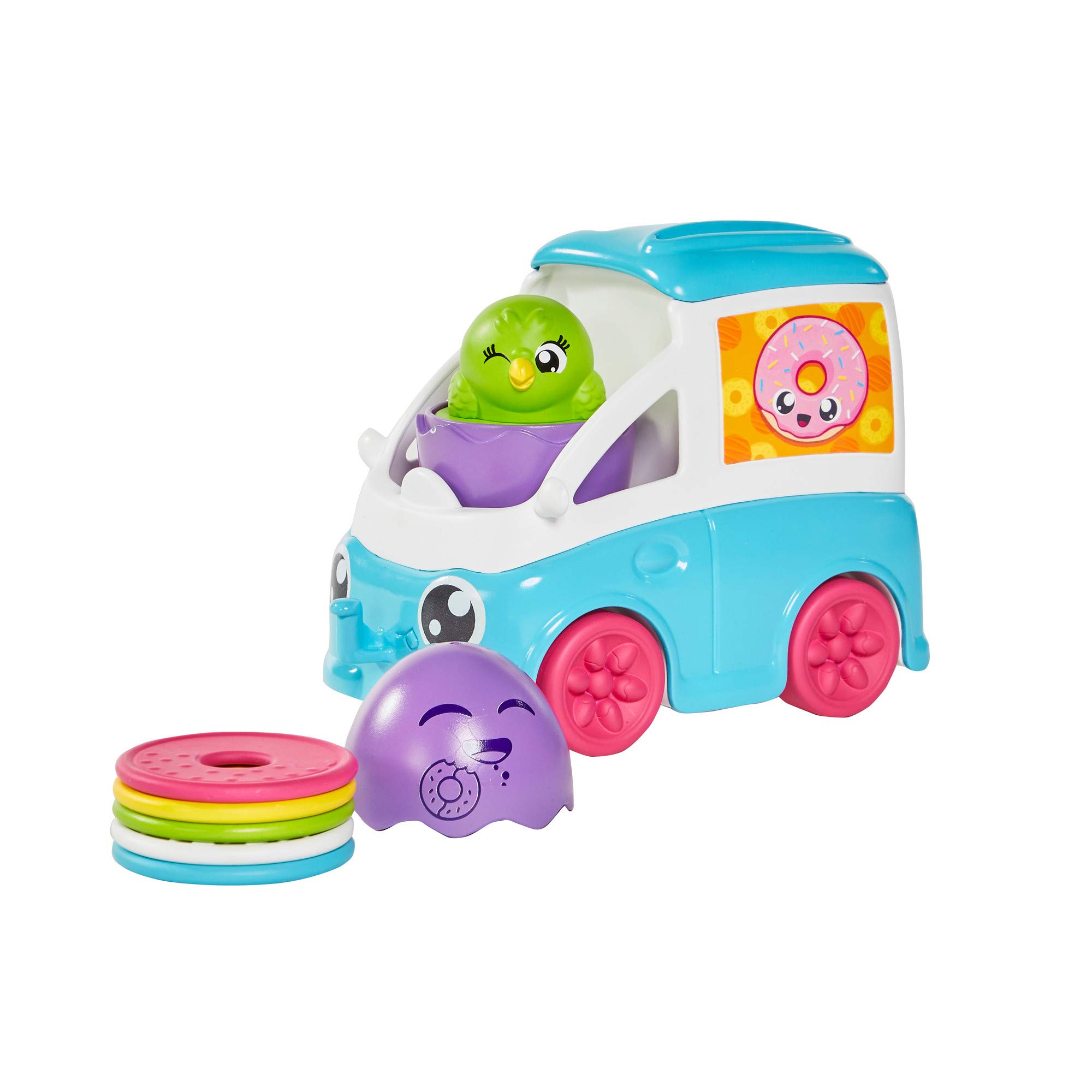 Tomy: Toomies - Fill and Pop Doughnut Truck with Hide and Squeak Egg - Educational Push-Along Play Toy for Toddlers