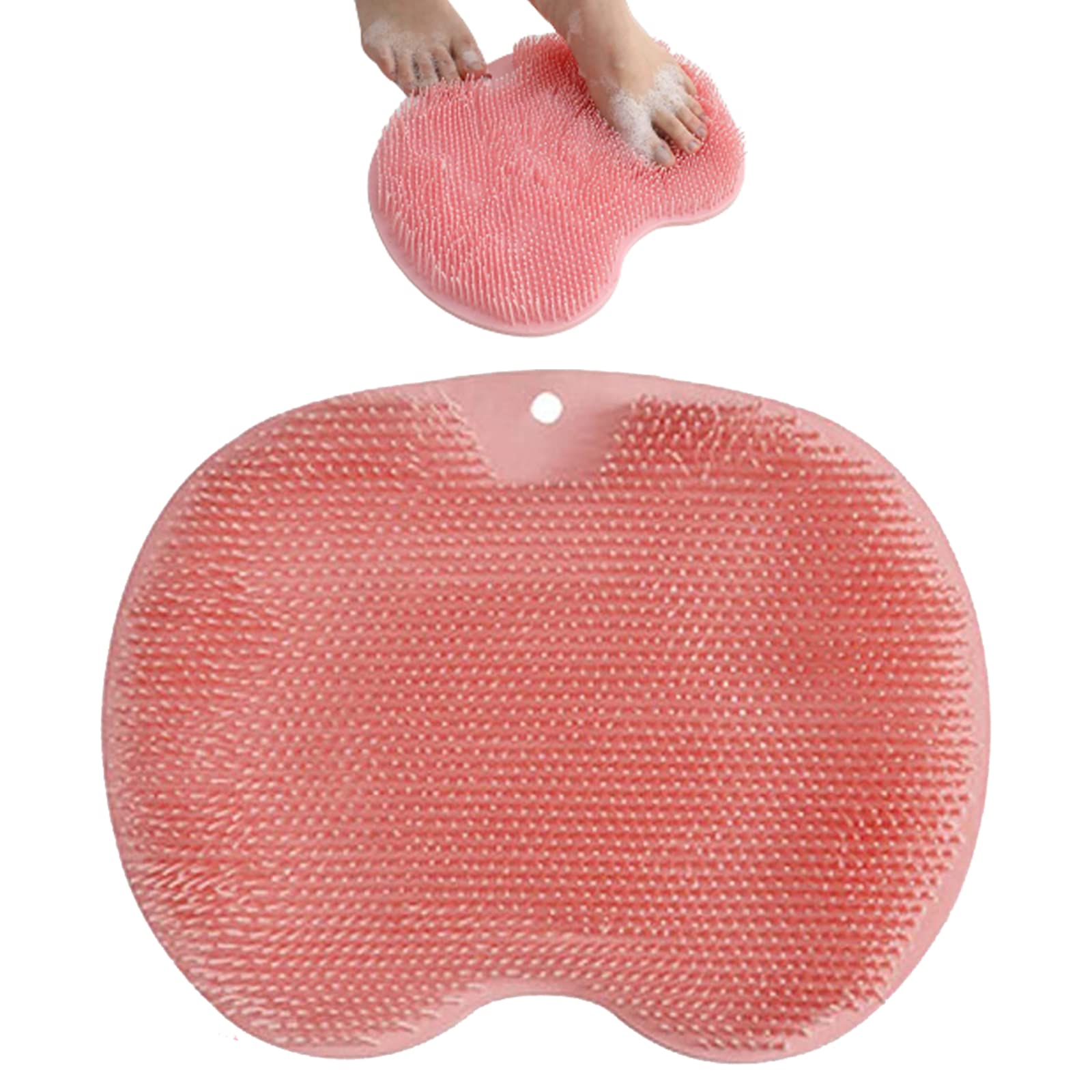 Photo 1 of fghuim Silicone Foot & Body Scrubber with Non-Slip Suction Cups for Shower Hand-Free,Flat Wall Mounted Back Scrubber for Shower,Massage & Exfoliating Silicone Shower Scrubber (Pink)