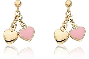 Little Miss Twin Stars Kids Earring - 14k Gold-Plated Double Dangle Earring - Surgical Steel Post For Sensitive Ears