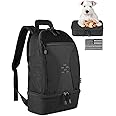 DBTAC Tactical Pet Travel Bag Small | 12L Compact Pet Supplies Backpack for Small Dogs Cats Road Trip Outdoor Travel w/Insulated Pocket & 1x Lined Food Carrier, Black