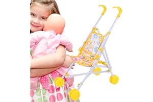 Toddler Toy Doll Stroller | Realistic Stroller Toy Role Play | Girls Dress Up Doll Pram Pretend Game Accessories for Home Eas