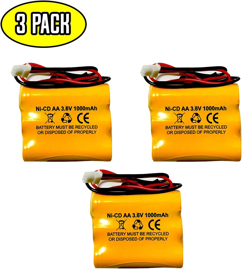 (3 Pack) Ni-Mh Battery Replacement Saft B15CS03 3.6v 1000mAh Ni-Cd Battery Replacement for Emergency and Exit Light White Connector Emergi-Lite C8
