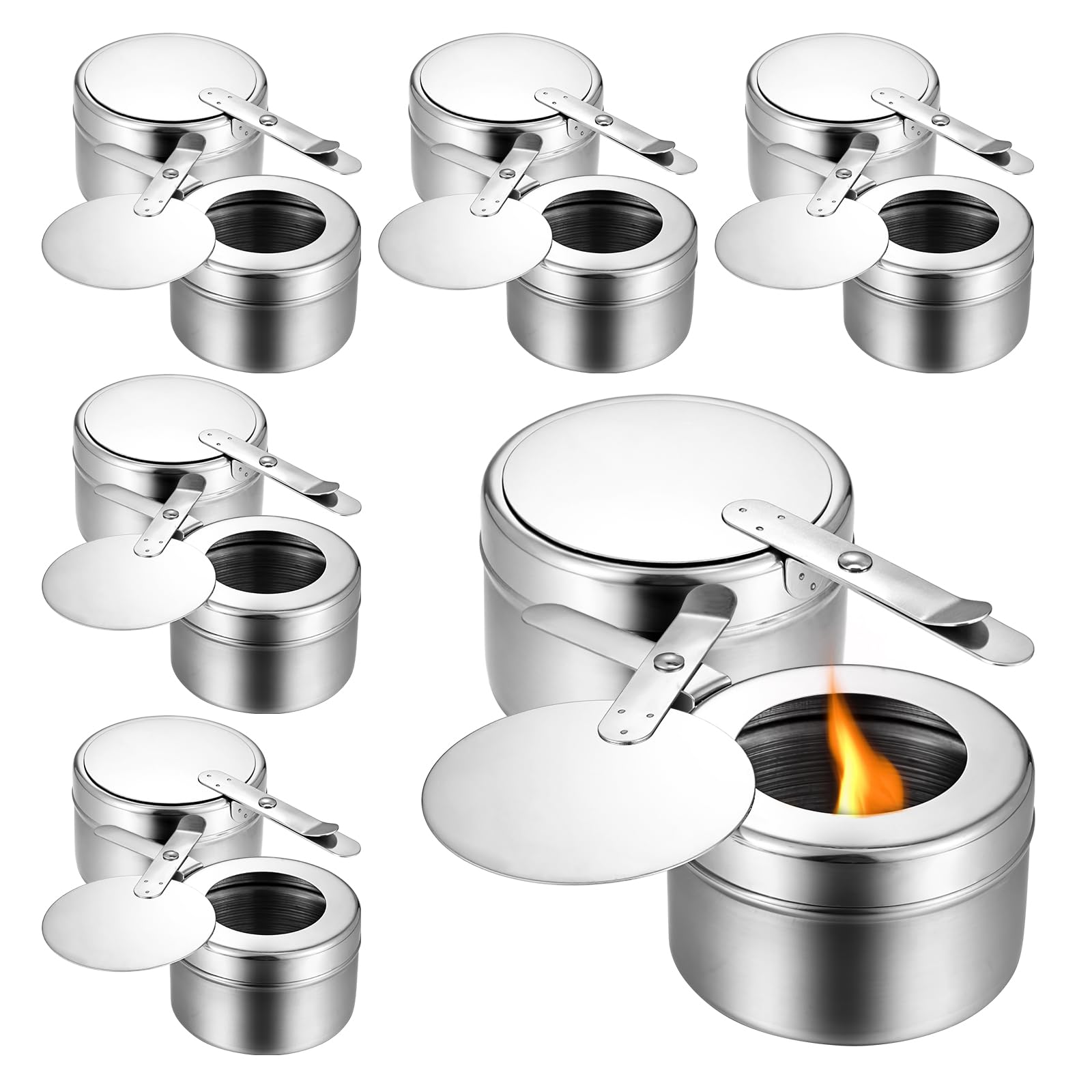 Photo 1 of 12 Pack Stainless Steel Chafing Fuel Holders with Safety Covers – Durable, Rust-Resistant Canned Heat Box Holders for Buffets, Catering, Barbecues, and Parties (Silver, 3.5" x 3.5" x 2")