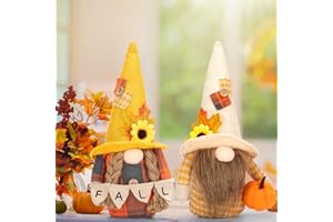 HERZILA Fall Gnomes Thanksgiving Decorations Handmade Plush Elf 2 Pack for Thanksgiving Home Table Ornaments Farmhouse Decor Thanksgiving Day Gifts