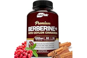 NutriFlair Premium Berberine HCL 1200mg, 60 Capsules - Plus Pure True Ceylon Cinnamon, Supplements Pills, Immune System Support