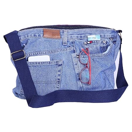 dwij Messenger Bag Made Up of Upcycled Jeans - Eco Friendly/Unique / Trendy/Washable / Durable