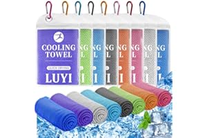 LUYI 8 Pack 40"x12" Cooling Towels for Neck and Face, Microfiber Soft Breathable Cooling Towel Bulk for Hot Weather, Gym, Spo