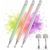 Stylus Pen for Touchscreen ipad.2-in-1 Tip for Nintendo Switch | 3 Pcs,Disc &amp; Fiber Tip,High Sensitivity,No Charging,Universal for ipad/iphone/Android/Tablets,Lightweight Alloy,4 Tips