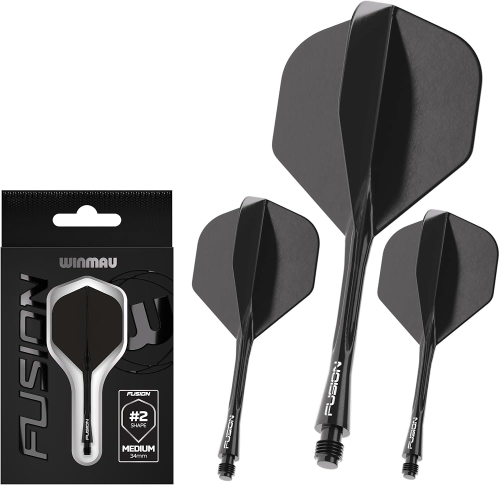 WINMAU Fusion Integrated Flight and Shaft System No.2 Shape Black Intermediate