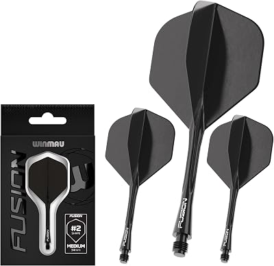 Winmau Fusion Integrated Flight & Shaft System No.2 Black Medium Length