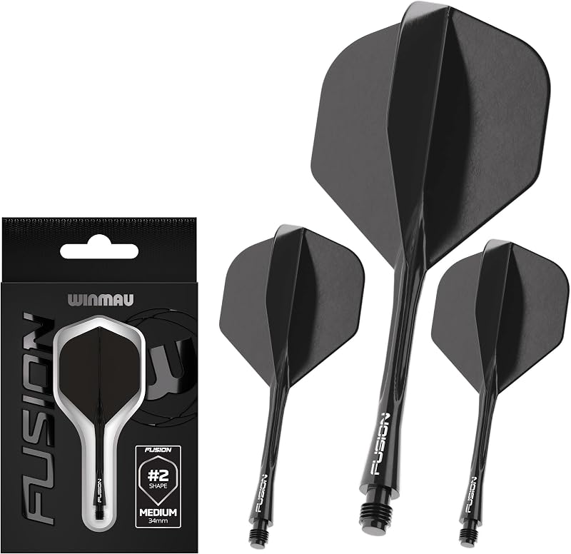 WINMAU Fusion Integrated Flight and Shaft System No.2 Shape Black Intermediate