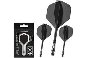 WINMAU Darts Fusion Integrated Flight & Shaft System - No.2 Shape and Design - Available in Short, Intermediate & Medium - Cl