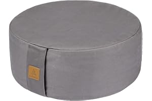 FelizMax Zafu Buckwheat Meditation Cushion,D=13"/16" H=5.5",Round Zabuton Meditation Pillow,Yoga Bolster Kneeling Pillow Premium Yoga Pillow for Sitting on Floor Zippered Cotton Cover