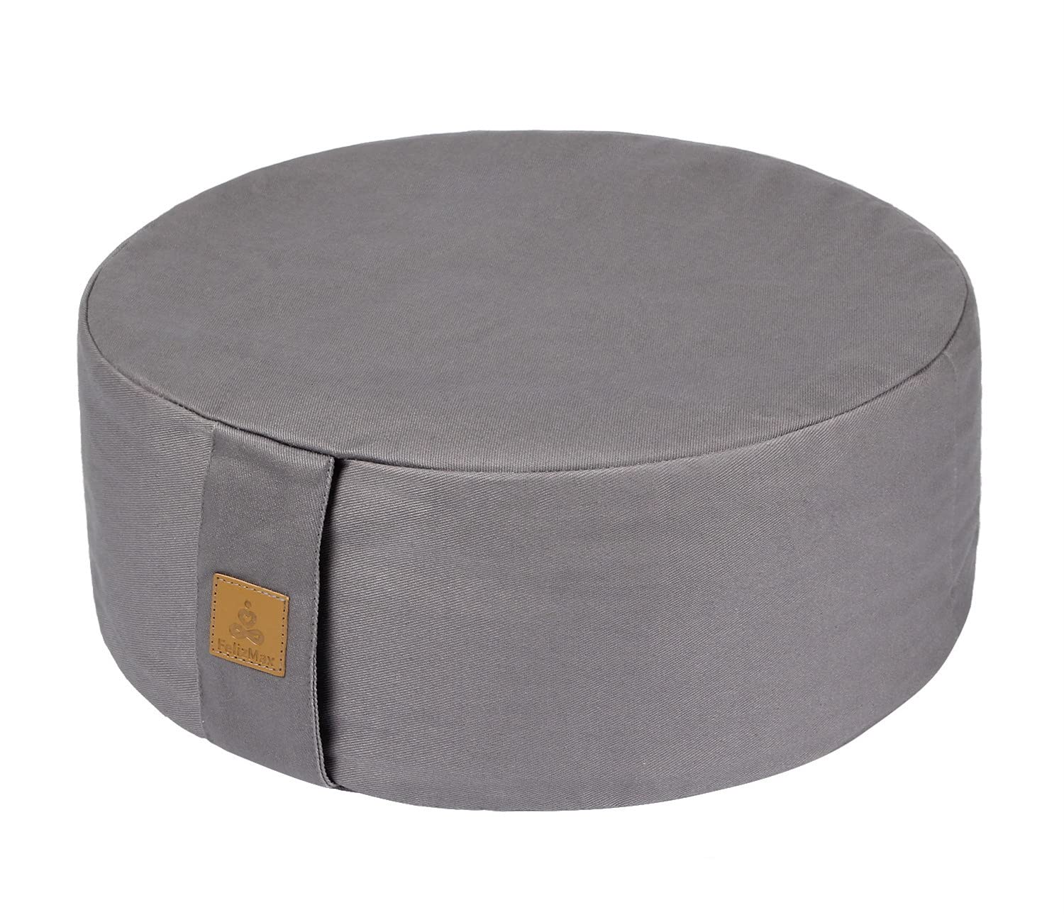 FelizMax Zafu Buckwheat Meditation Cushion, 16"D x 5.5"H, Light Grey