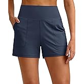 G4Free Ribbed Stretchy Womens Shorts Casual High Waisted Athletic Running Golf Lounge Shorts with Pockets