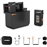 COMICA Vimo C3 Wireless Lavalier Microphone with Noise Cancellation, 656ft Transmission, Gain Control, Compact Wireless Lapel Microphone for DSLR Cameras/Android/Live-Streaming/Vlogging/YouTube