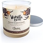Vanilla Bean Scented Natural Soy Candle, Essential Fragrance Oils, 100% Soy, Phthalate & Paraben Free, Clean Burning, 9 Oz.