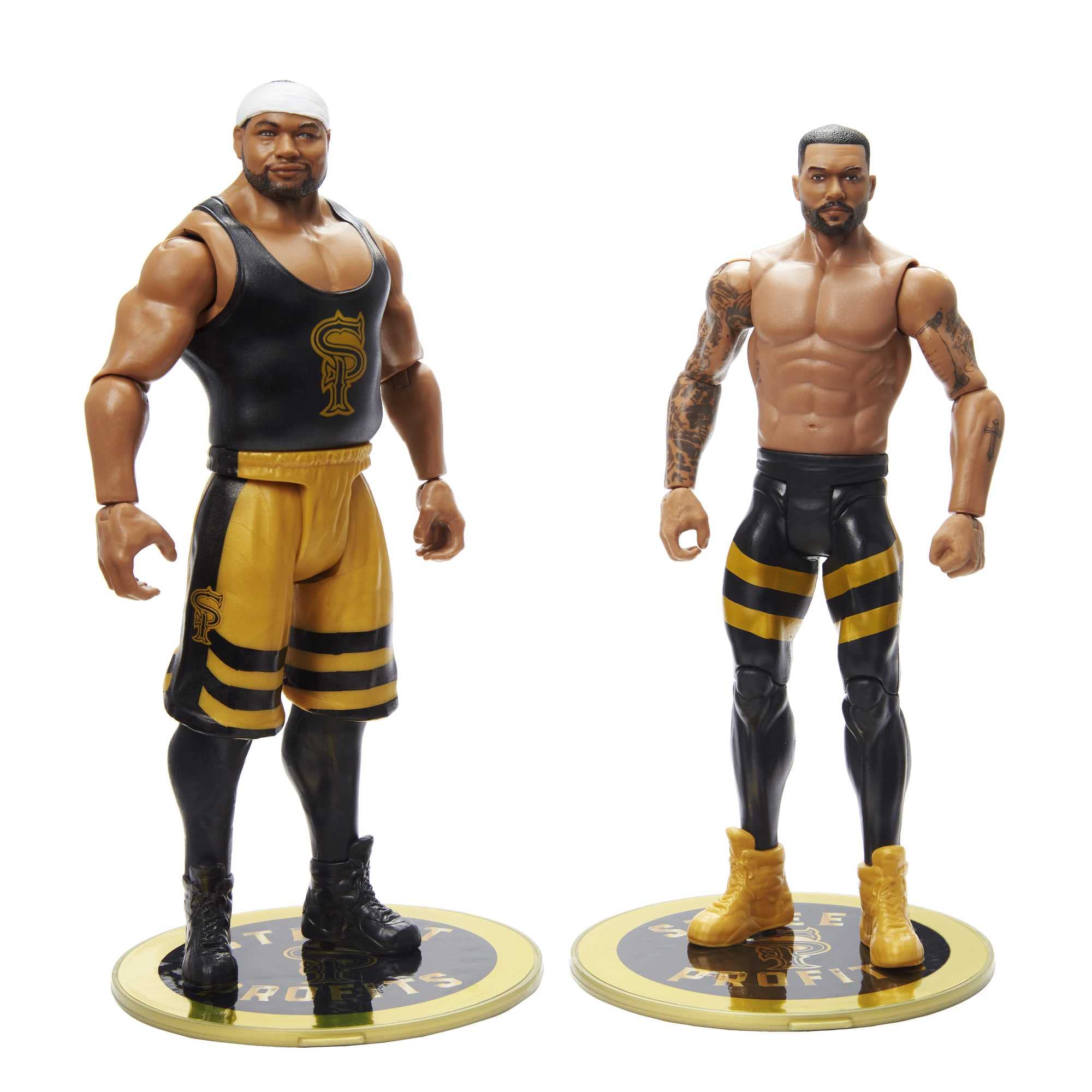 WWE GVJ27 Street Profits Angelo Dawkins & Montez Ford Championship Showdown 2-Pack, Multicolor, 17.0 cm*4.0 cm*8.0 cm
