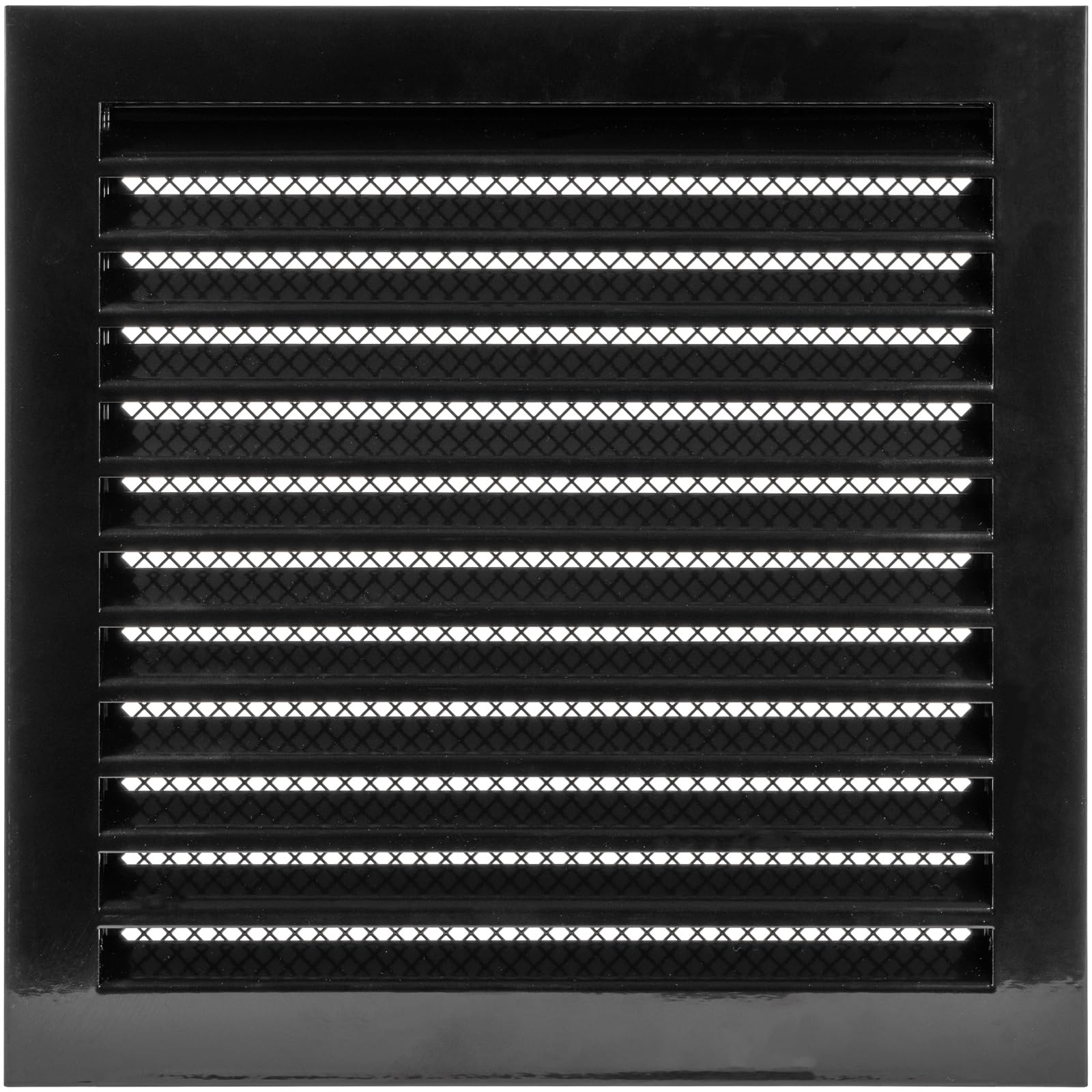 Photo 1 of 12" x 12" Inch Square Black Galvanized Steel Ventilation Grille with Metal Mesh (Duct 12" x 12"/Grille 14" x 14") HVAC Heating Cooling Air Intake Louvered Vent - Exhaust Outdoor Vent System Duct Cover