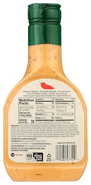 365 BY WHOLE FOODS MARKET, ORGANIC SPICY RANCH DRESSING, 16 OZ