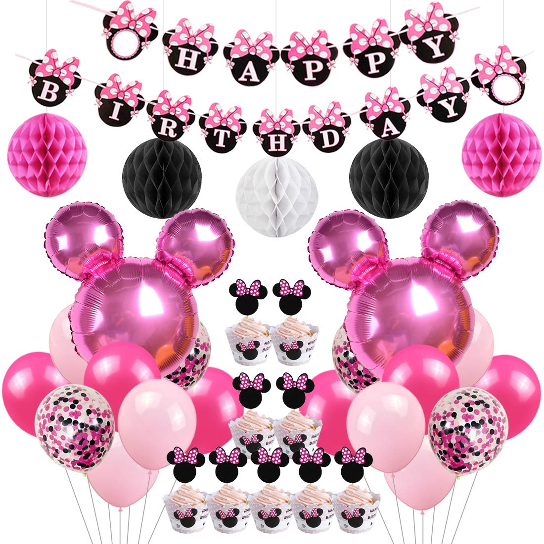 Buy Jollyboom Minnie Mouse Birthday Party Supplies Decorations Minnie ...