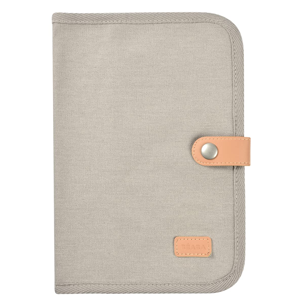 BEABA, Health Book Cover, Geneva, 2 Inside Pockets, Press Stud, Waterproof Fabric, Soft Grey
