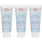 First Aid Beauty - Pure Skin Face Cleanser, Effectively Removes Makeup, Dirt, & Impurities, Gentle Cleanser Leaves Skin Soft & Supple, Fragrance Free, 2 oz, 3 ct