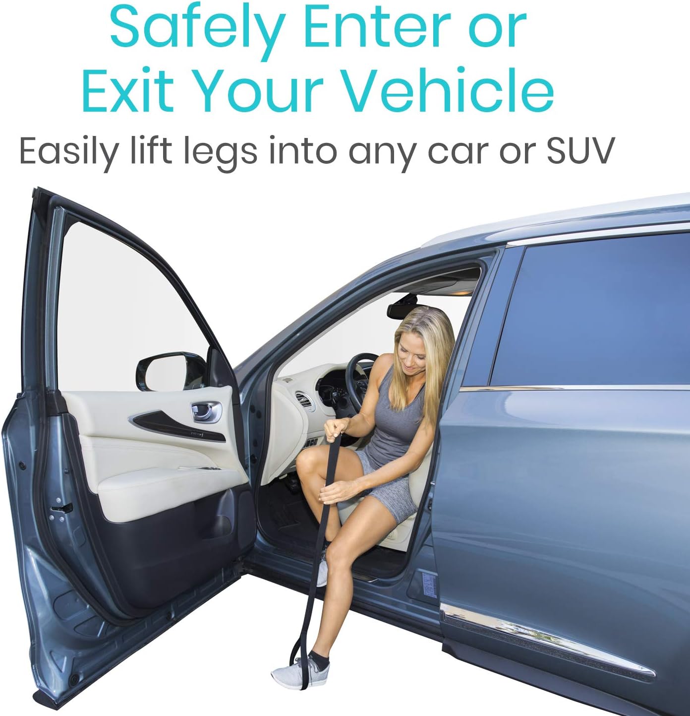Vive Leg Lifter Strap (44 Inch) - Rigid Foot Loop, Hand Grip for Adult, Senior, Elderly, Handicap, Disability, Pediatrics - Long Band Mobility Aid for Car, Bed, Couch, Hip Replacement, Wheelchair: Health & Personal Care