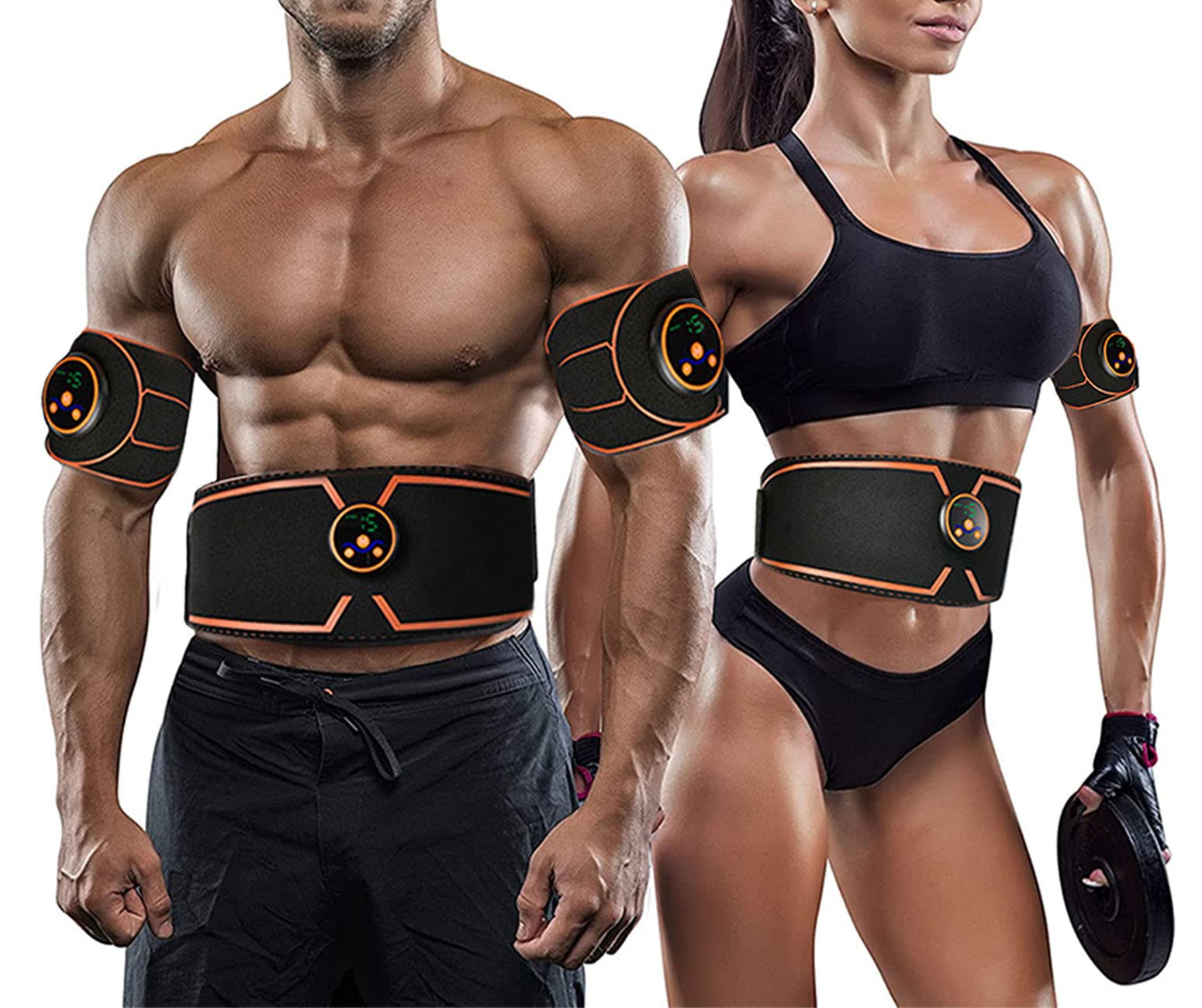Abs Muscle Stimulator, EMS Muscle Toner Abdominal Toning Belt, USB Rechargeable Electric Stimulators, EMS Abdominal Stimulator with 8 Modes 19 Levels, Home Device for Men and Women's Abdomen/Arm