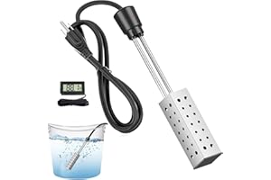AISPAMA Immersion Water Heater for Bathtub, 5 Gallon Bucket. Stainless Steel Sumbersible Water Heater Heat Water Fast in Bathtub, Bucket.Pool Heater for Inflatable Pool.