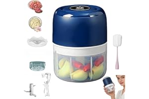 Electric Garlic Chopper, Mini Portable Veggie Cutter, Cordless Portable Food Chopper, One-Touch Operation for Garlic, USB Rec
