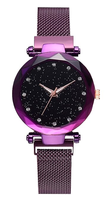 Xinew Purple Milanese Loop Strap Multi-Colour Dial Women/Girls Watch - (XIN-446)