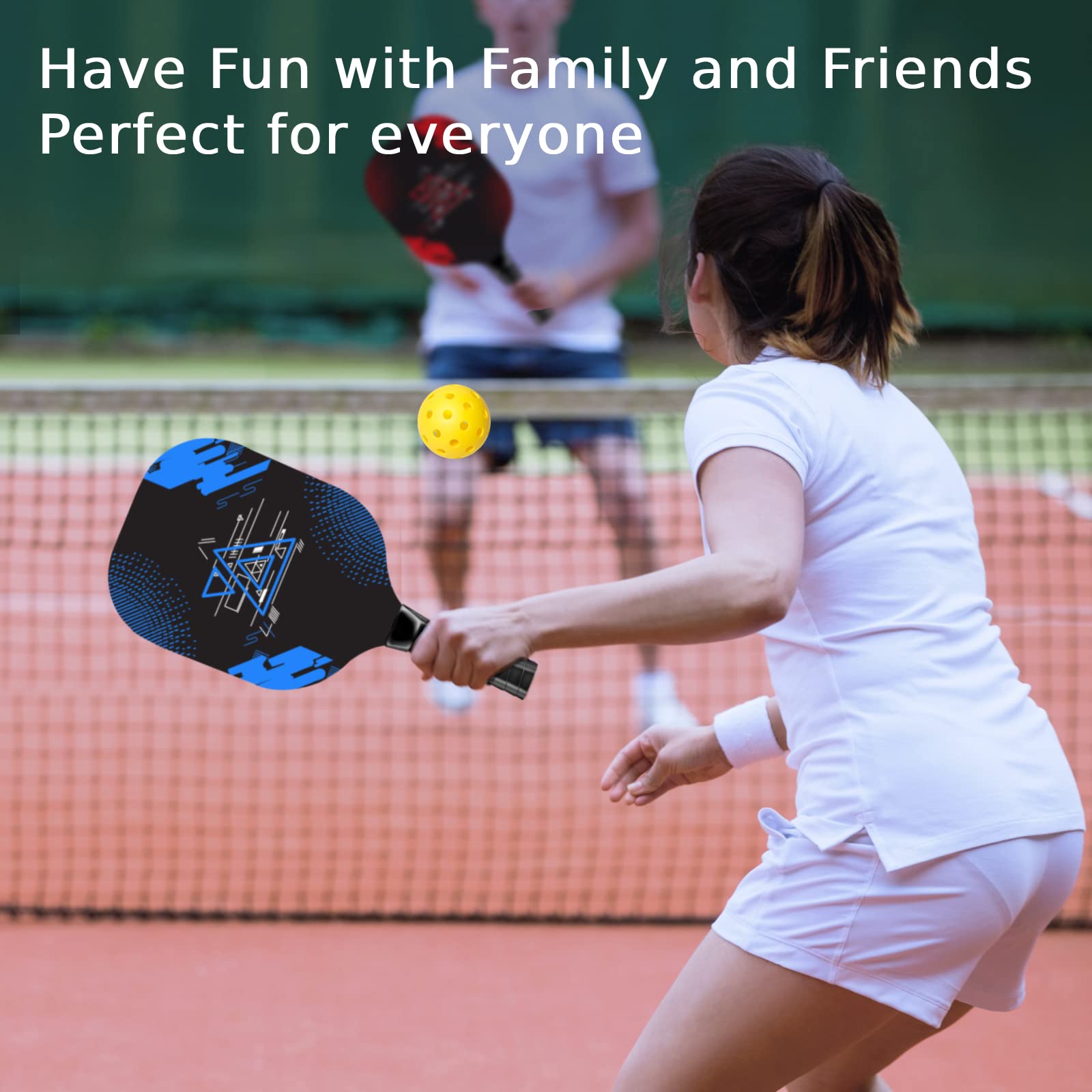 Pickleball Set with 4 Premium Wood Paddles, Cushion Comfort Grip, 4 Cooling Towels, 4 Pickleball Balls & Carry Bag, Pickle Ball Paddle for Men Women