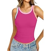 GKBK Womens Colorblock Ribbed Tank Tops Crewneck Fitted Cute Sleeveless Racerback Basic Casual Summer Cami Shirts