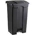Safco Step On Plastic Trash Can with Foot Pedal, 23 Gallon Garbage Can for Kitchen, Indoor or Outdoor Use, Hands Free, Black