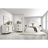 Kings Brand Furniture Claire 6-Piece Queen Size Bedroom Set - Bed with LED Headboard, Dresser, Mirror, Chest and 2 Nightstands, White/Gold