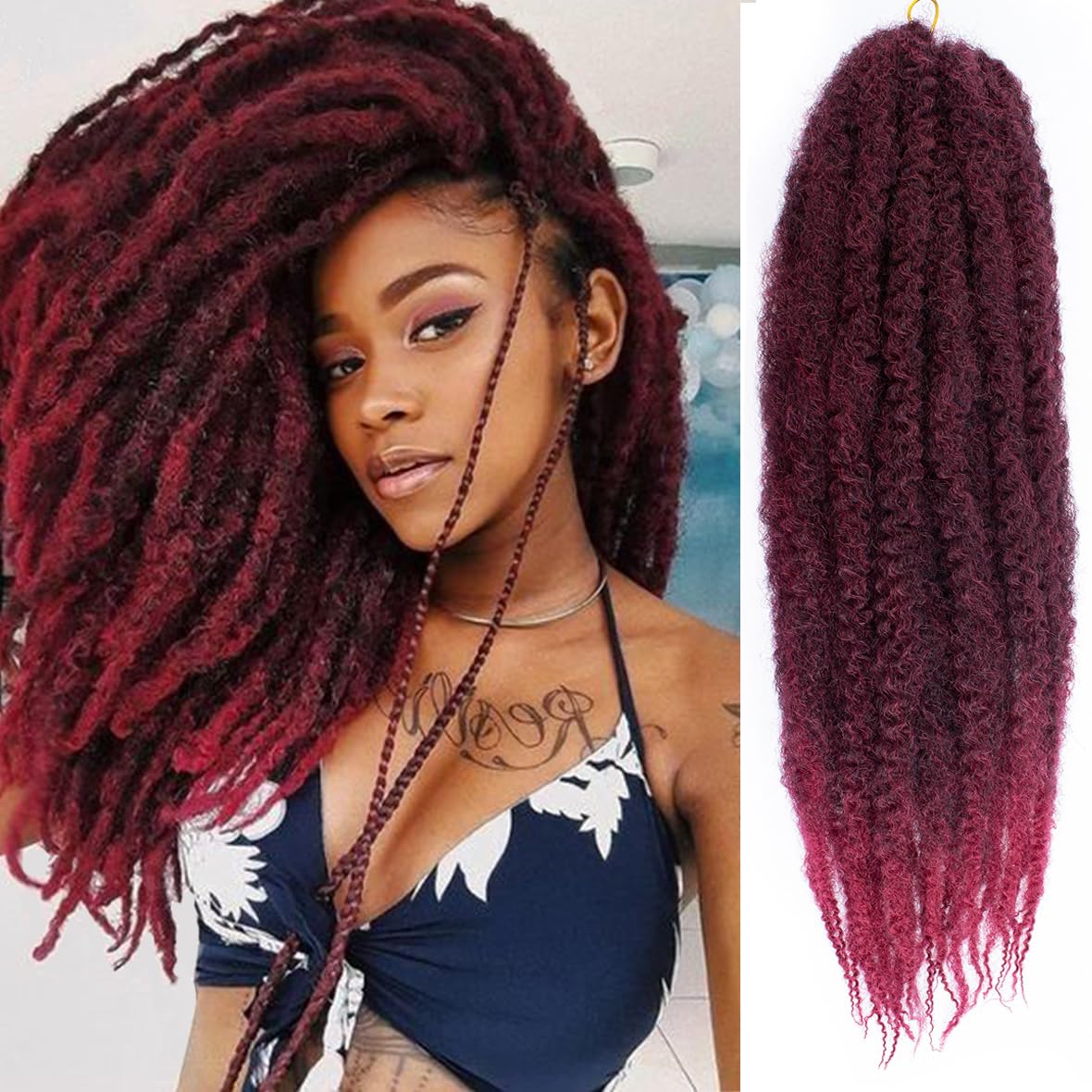 Kachanaa 24 Inch Pre Fluffed Marley Twists Hair for Braiding 8 Packs Afro Kinky Curly Hair Extensions for Senagalese Twist and Jumbo Twist/TBUG# — image 1