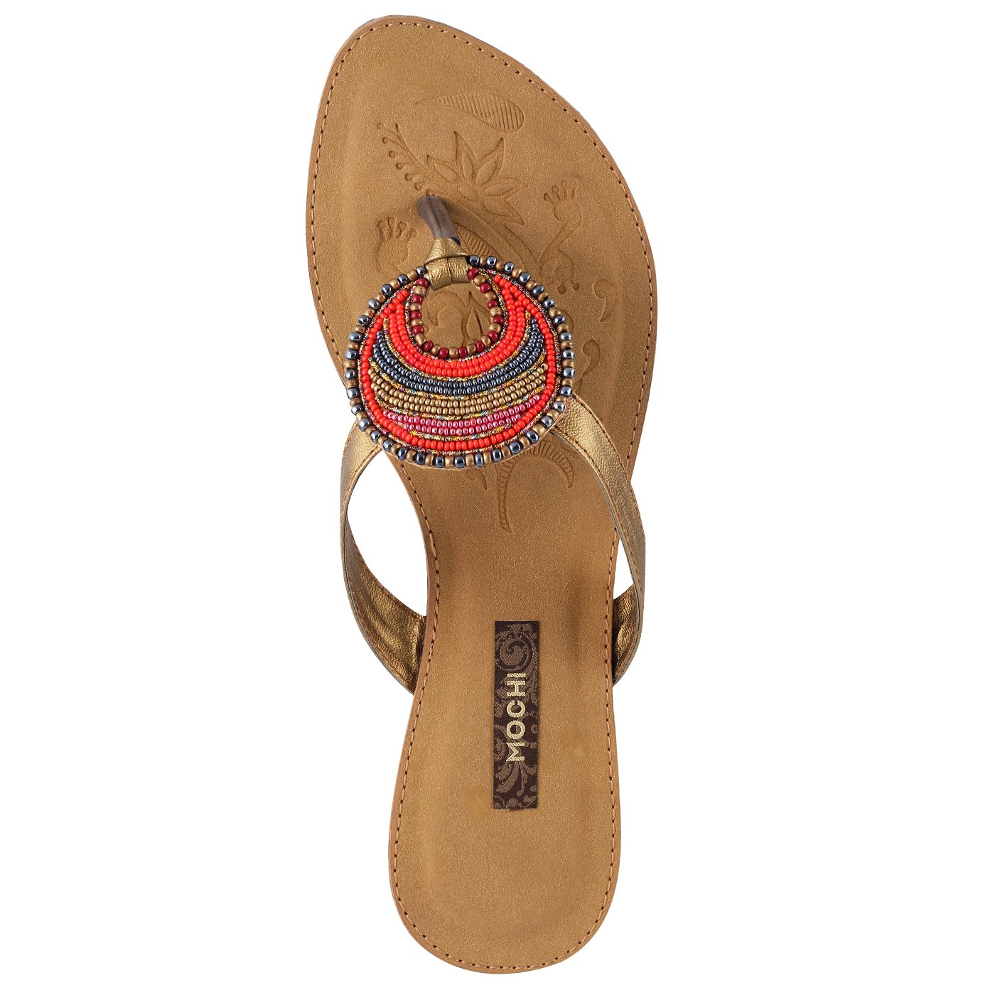 mochi women antic gold synthetic sandals (32-7404)