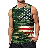 AOBUTE Mens 4th of July Tank Top Patriotic American Flag Sleeveless Muscle Shirt