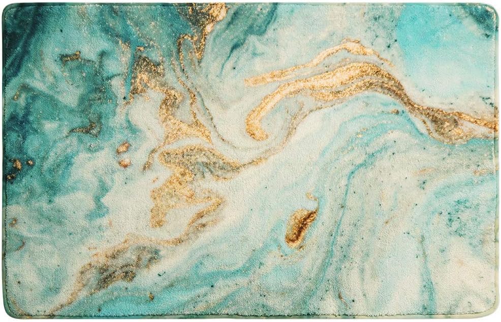 Uphome Area Rugs 2’x3’ Luxury Turquoise Marble Velveteen Bath Rugs Non-Slip Door Carpet Microfiber Absorbent Machine-Washable Floor Accent Rug for Bedside Throw Mat: Home & Kitchen