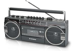 AudioBox RXC-25BT Retrobox 2 Way Speaker System Boombox w/Bluetooth Connectivity, AM/FM/SW, USB and SD Card Connection, & Cassette Player, Black