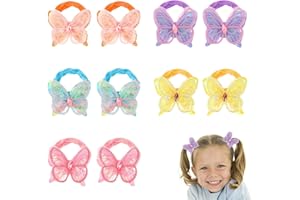 10Pcs Flower and Bows Hair Ties, Bow Hair Clips Set, Baby Girl Ties Set, Soft Elastic Fabric, Colorful Bow Design Bands, Gent
